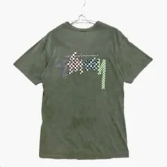 ステューシー ピグメントダイ Tシャツ チェッカーロゴ カーキ M ポケTのサムネイル