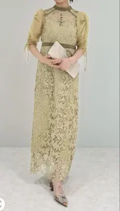 アシンメトリーシアーフラワーワンピースドレス結婚式二次会パーティー