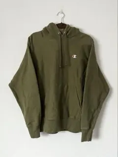 【Champion】メンズ　パーカー　カーキ　リバースウィーブ　青タグ　142