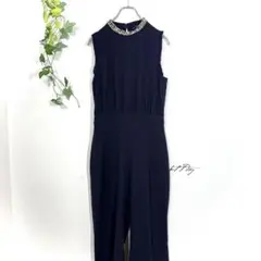 ZARA BASIC ビジュー装飾ノースリーブオールインワン(M)きれいめ 無地