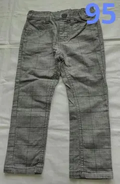 95 サイズ　チェック柄ストレートパンツ（ウエストゴム）