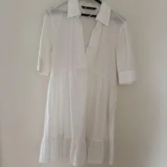 ホワイト シャツワンピース 半袖