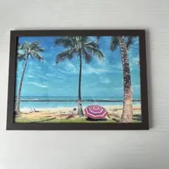 ハワイ　アート　ヤシの木　海