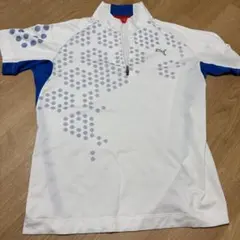 Puma ハーフジップシャツ M ホワイト/ブルー