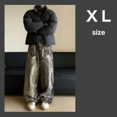 【XLサイズ】リアルツリー柄 カモ柄 ワイドパンツ デニム ストリート トレンド