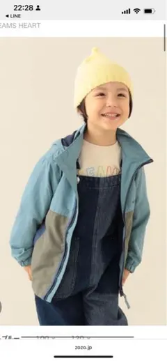 BEAMS miniブルゾン　フード付き軽量ジャケット ライトブルー