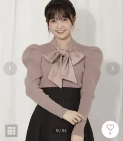 新品 タグ付き ウィルセレクション 異素材リボンタックスリーブプルオーバー