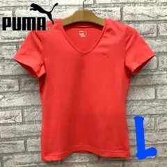 美品 PUMA プーマ スポーツシャツ ストレッチ レディース L オレンジ