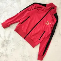 PUMA メンズ 光沢 トラックジャケット 長袖 レッド サイズS