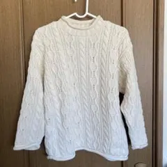 L.L.Bean ケーブル綿ニットセーター アイボリー MED