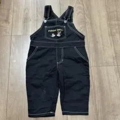 ミッキー ミニー 刺繍 ブラックオーバーオール