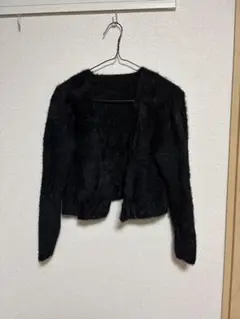 ファー風黒カーディガン 長袖
