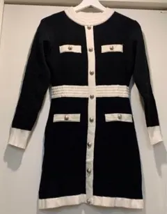 SHEIN シーイン　ニット　ワンピース　タイト　ドレス　バイカラー　エレガント