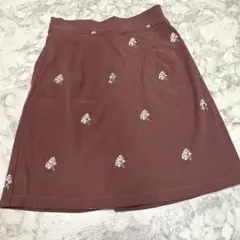 マジェスティックレゴン　花柄　刺繍　スカート　ブラウン　Mサイズのサムネイル