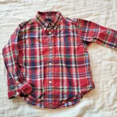 ラルフローレン 90 24M チェック シャツ レッド