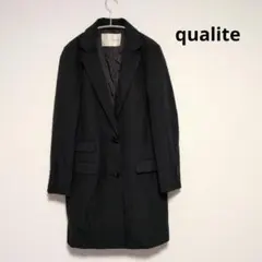 qualite カリテ　アバハウス　シングルテーラードロングジャケット　黒　Ｍ