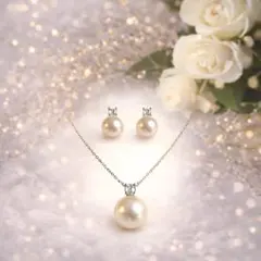【高見え】1粒パール ネックレス　ピアス セット フォーマル　卒業式　入学式