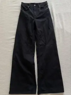 H&M ツイルワイドハイデニム ブラック EU36