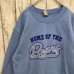 アメリカ古着ギルダンHOME プリントスウェット　トレーナー　ライトブルーS