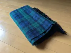 大判 緑と青のチェック柄ストール