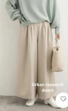 アーバンリサーチドアーズ メランジヘリンボーンギャザーワイドパンツ ベージュ