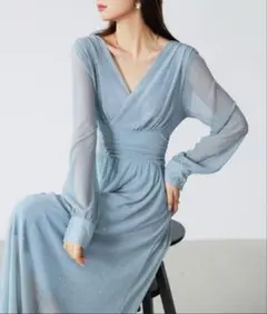 ライトブルー フレアドレス M/Sサイズ