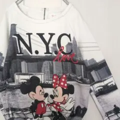 Bershka×Disneyコラボ ラグランスウェットL NYCミッキー＆ミニー