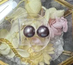 E28 淡水パール　無穴　エジソン　バロック　パープル　2粒
