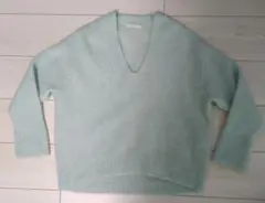 ☆マカフィーMACPHEE☆ミントグリーン Vネック 長袖ニットセーター