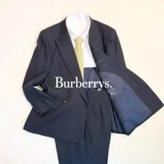 威風堂々【Burberrys】ダブルスーツ BB5 紺 セットアップ タスマニア