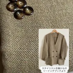 ジャケット着丈分生地　ボタン付き　リネンシルクウール
