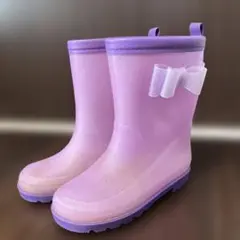 スマートエンジェル　18cm　キッズ　レインブーツ　長靴　ラメ　リボンのサムネイル