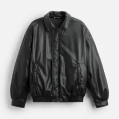 ZARA ブラック レザーボンバージャケット 合成皮革