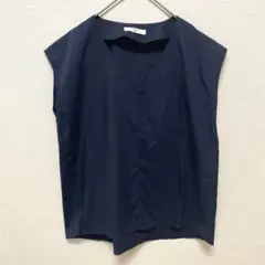 Samansa Mos2 ブラウス ブルー フレンチスリーブ 青