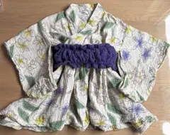 子供 女の子 花柄浴衣（紫帯付き）