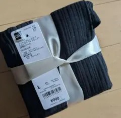 GU ブラック コットンブレンドリブクロップドワイドネックT 長袖 Lサイズ 黒