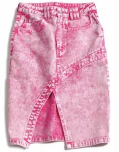 X-girl BLEACHED TIGHT SKIRT ピンク サイズ0のサムネイル