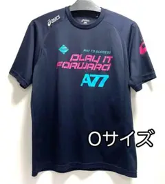 アシックス 【Ｏ】プリント半袖Tシャツ A77 ネイビー 紺 中古品