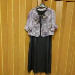 花柄上着とブラックドレスセット