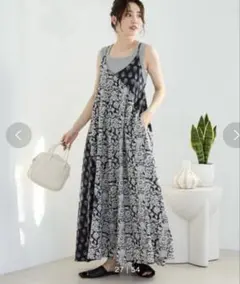 値下げ‼️インド 花柄 プリント 切り替え キャミワンピース