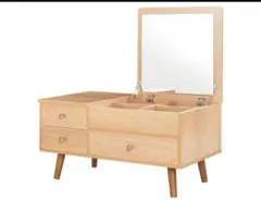 ドレッサーテーブル ローテーブル 引き出し付 棚付 化粧台 組み立て簡単 オーク