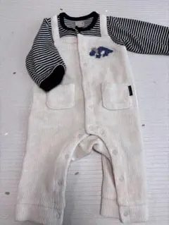 恐竜刺繍 コーデュロイロンパース