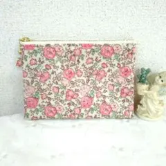 リバティ☆フラットポーチ☆フェリシテ・プチ☆ラミネート