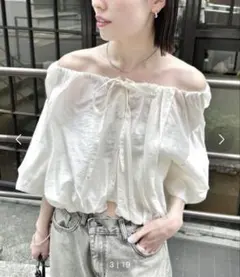 mystic ミスティック　長袖ブラウス　白　リボンブラウス