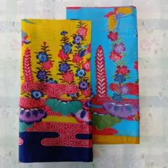 カラフル花柄ハンカチ2枚セット