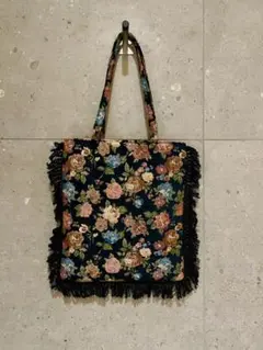 Samansa Mos2 花柄アソート ゴブラントートバッグ（ネイビー）