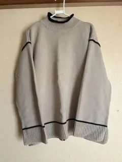 【美品】niko and…★昨年購入★バイカラー★ニット★ベージュ×黒★L