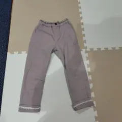 薄紫 レース付き裾 ストレートパンツ