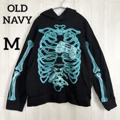 オールドネイビー スケルトン柄 パーカー フード M黒 綿 OLD NAVY 骨のサムネイル
