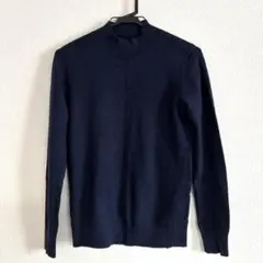 最終値下☆美品☆バナナリパブリック　ネイビー クルーネック 長袖ニットカシミヤ混